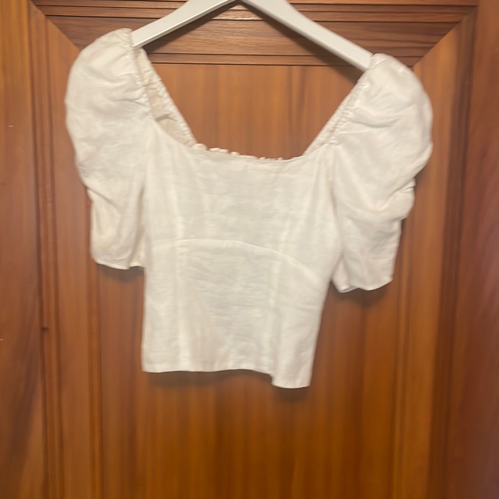 Reformation White Smocked Preowned Designer Top